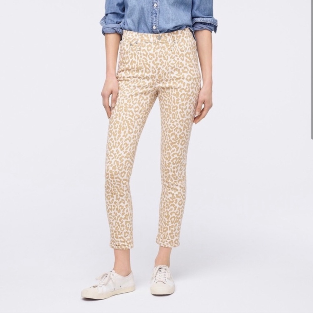 PRICE FIRM J.Crew Denim 10” High-Rise Toothpick Jean Safari Leopard 29 Cropped